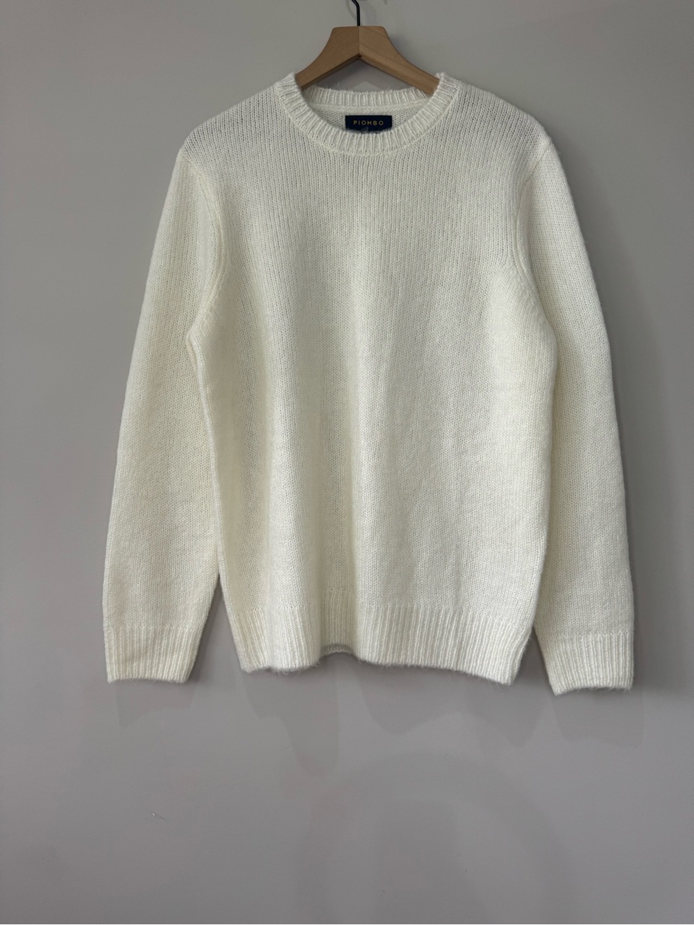 Piombo Off White Light Cream Crewneck Knit Sweater Size L Unisex